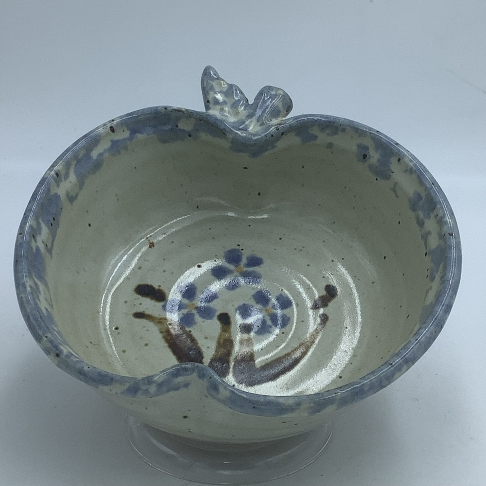 Floral Pottery Apple Shaped Bowl